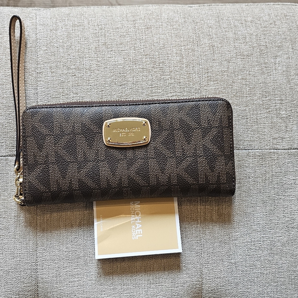 Michael Kors Brown Monogram Wristlet Wallet